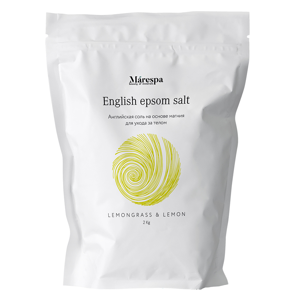 Соль для ванны "English epsom salt" с натуральным эфирным маслом лемонграсса, лимона и иланг-иланг Marespa 2000 г