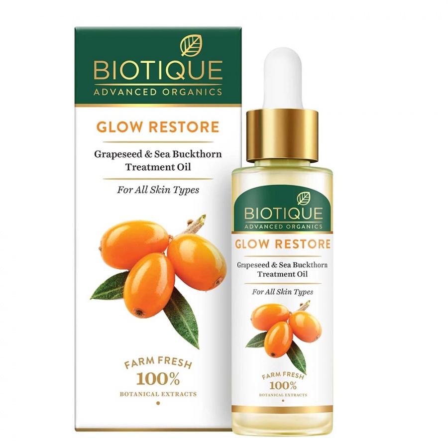 Biotique Восстанавливающее масло для лица из виноградных косточек и крушины Advanced Organics Glow Restore Grapeseed & Sea Buckthorn Treatment Oil 30мл