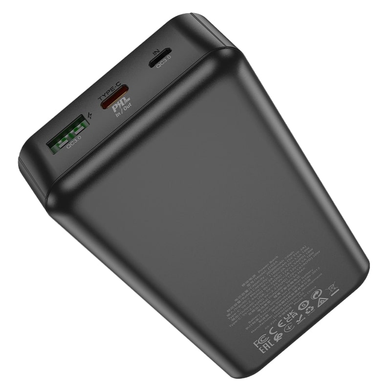 Аккумулятор внешний универсальный Hoco J102A 20000 mAh Cool figure PD22.5W+QC3.0 power bank (2USB:5V-4.5A/ Type-C: 5V-2.4A) Черный