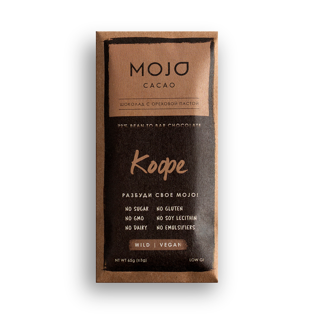 Шоколад горький "Кофе", 72% какао Mojo Cacao 65 г