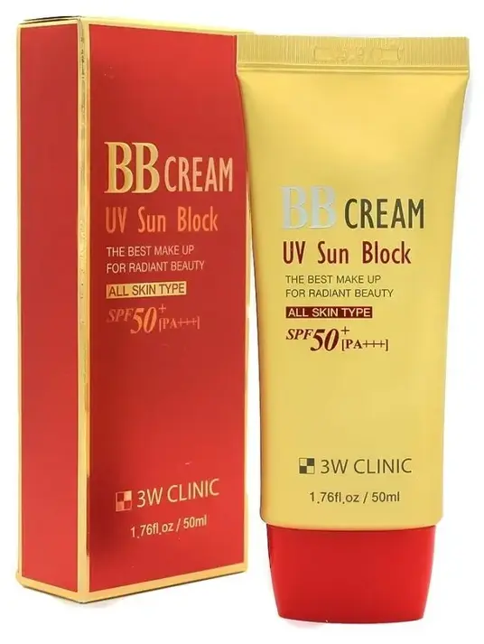 3W CLINIC UV Sun Block BB Cream SPF50+/PA+++ Солнцезащитный ВВ крем