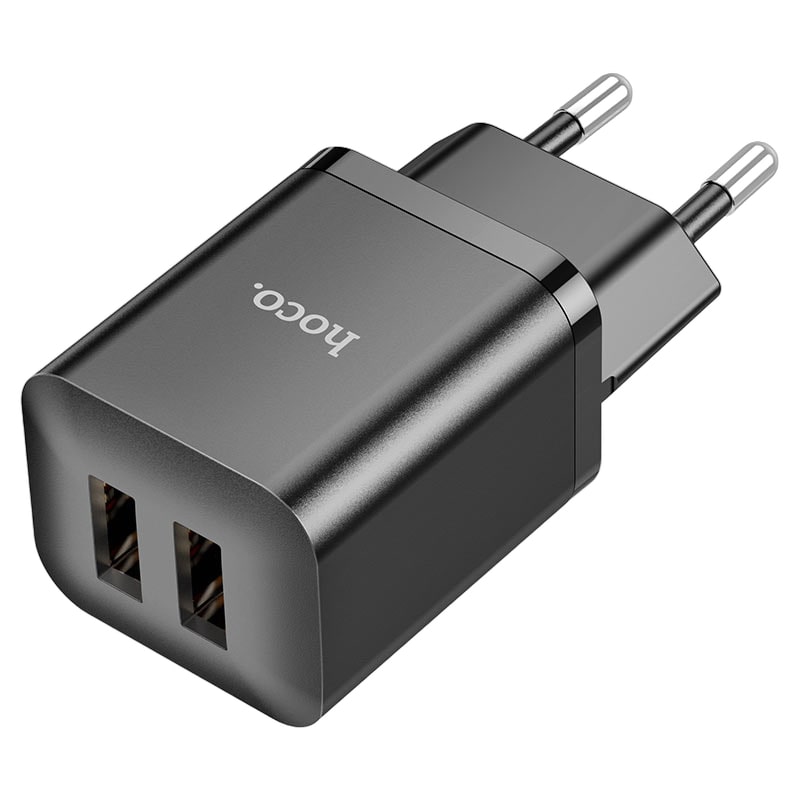 Адаптер питания Hoco N25 Maker dual port fast charger (2USB: 5V max 2.1A) Черный