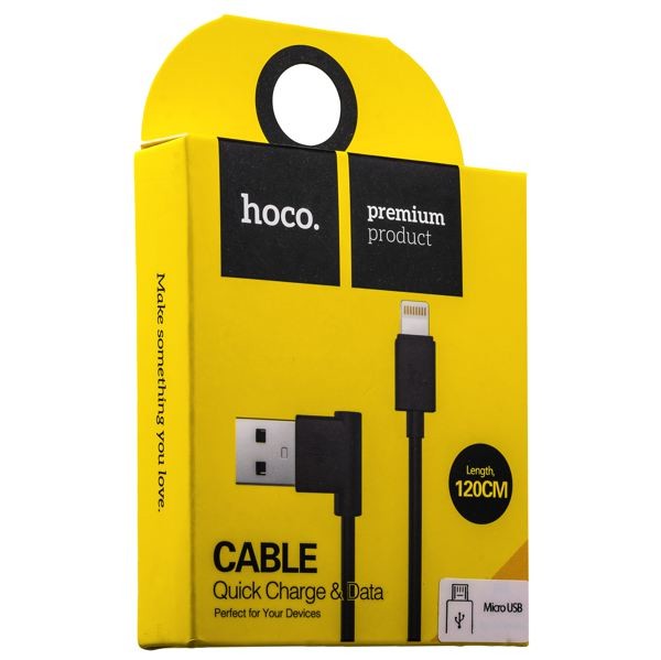 USB дата-кабель Hoco UPM10 L Shape MicroUSB Cable (1.2 м) Черный