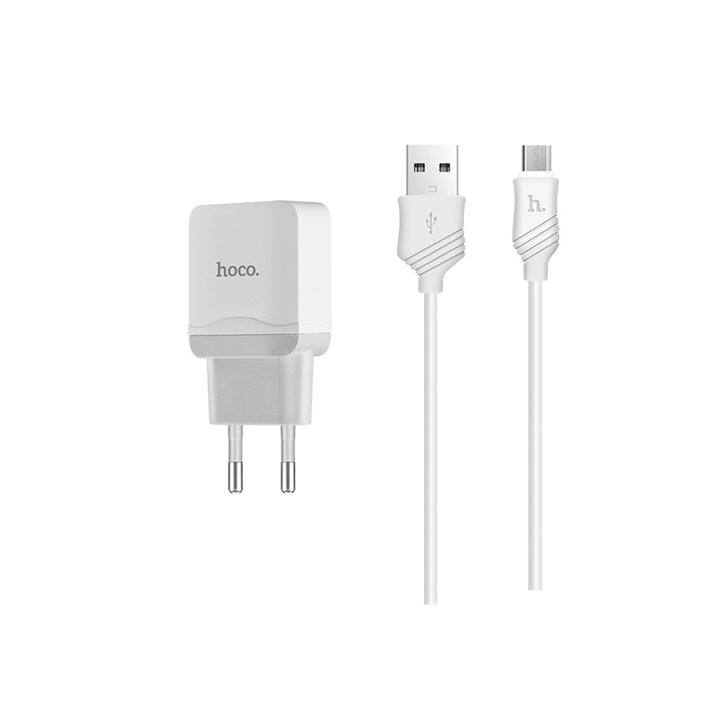 Адаптер питания Hoco C22A Little superior charger с кабелем microUSB (USB: 5V max 1A) Белый