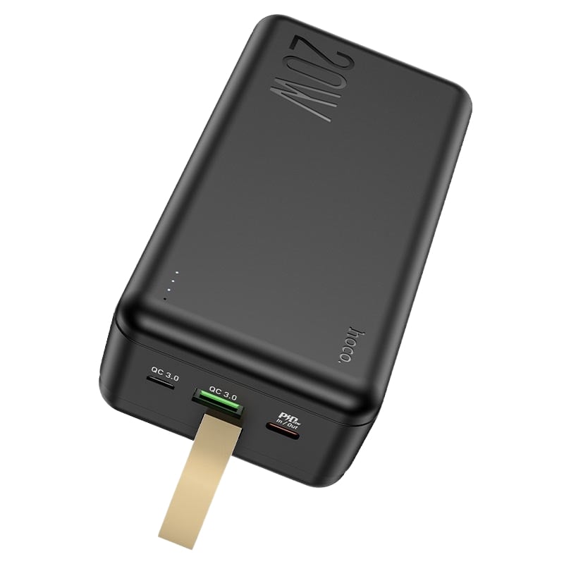 Аккумулятор внешний универсальный Hoco J87B 30000 mAh Tacker PD20W+QC3.0 power bank (USB:5V-3.0A Max) Черный