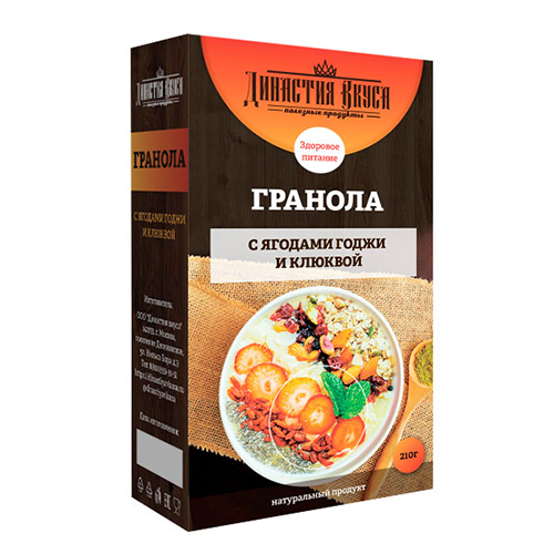 Гранола с ягодами Годжи и клюквой Династия Вкуса 210 г