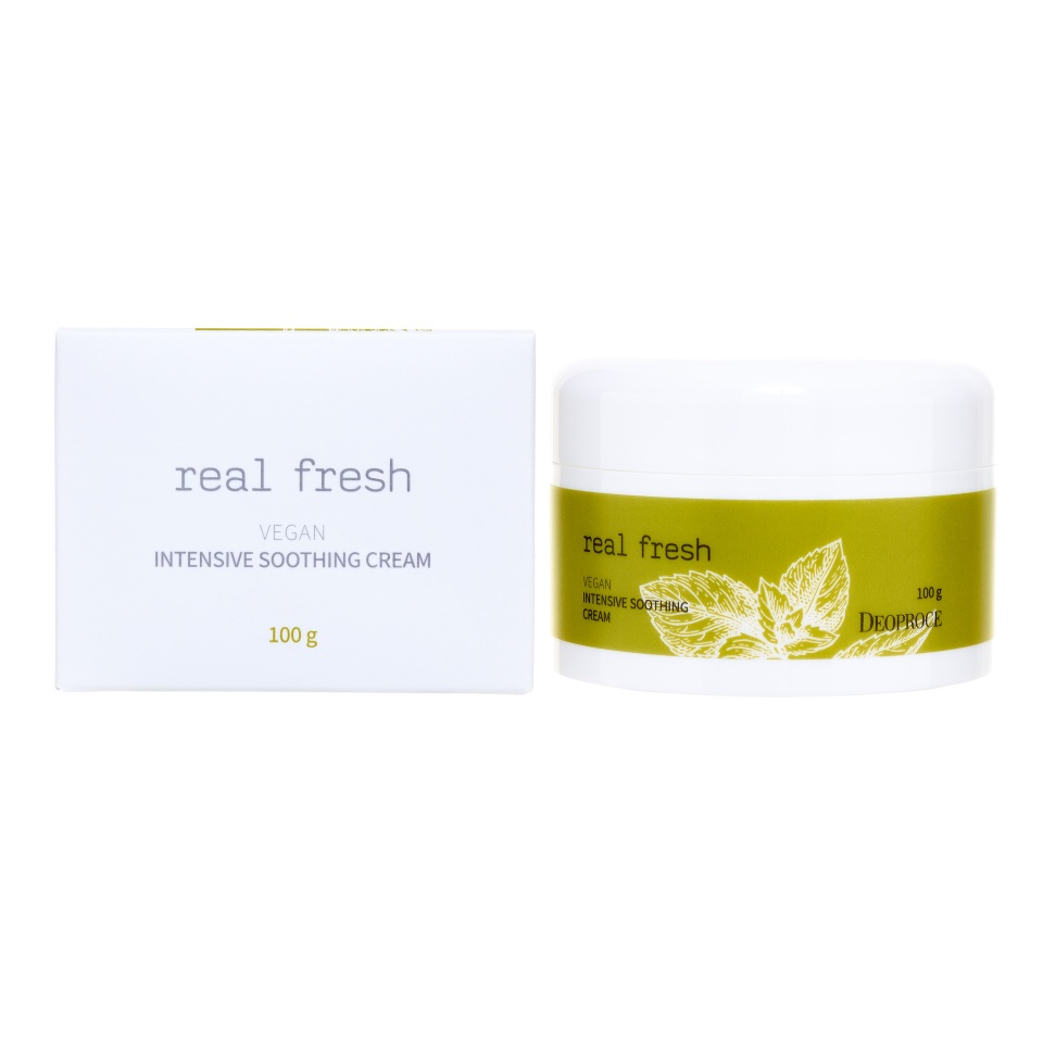 DEOPROCE REAL FRESH VEGAN INTENSIVE SOOTHING CREAM Успокаивающий крем для лица