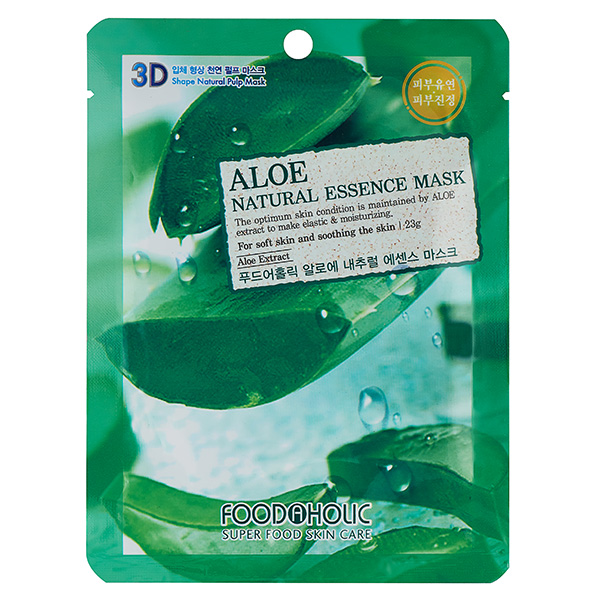 FOODAHOLIC NATURAL ESSENCE MASK #ALOE 3D Маска для лица с экстрактом алоэ