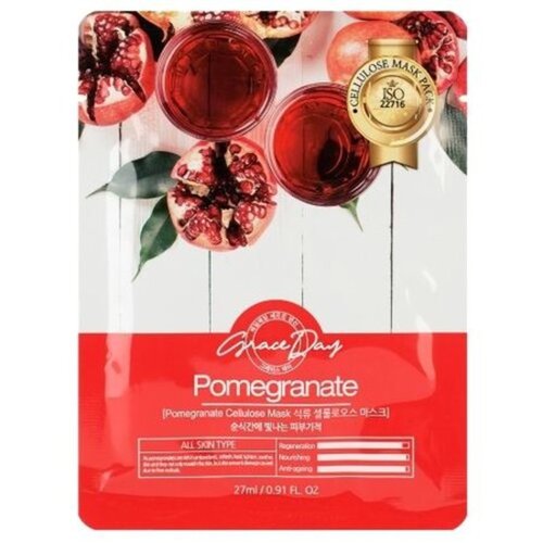 Grace Day Маска тканевая с экстрактом граната - Pomegranate cellulose mask, 27мл