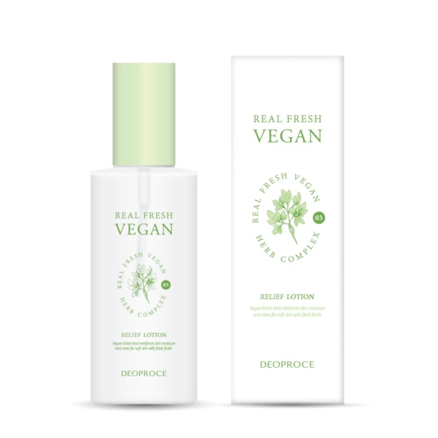 DEOPROCE REAL FRESH VEGAN RELIEF LOTION Увлажняющий лосьон для лица с растительными экстрактами