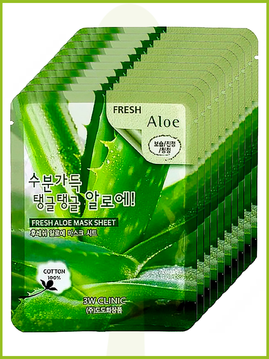 Маска для лица тканевая с алоэ - Fresh aloe mask sheet, 10 шт по 23 мл