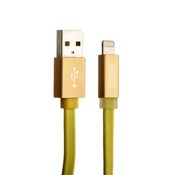 USB дата-кабель COTECi R1 FLAT series Lightning+MFI+Led CS2026-CE (1.0 м) золотистый