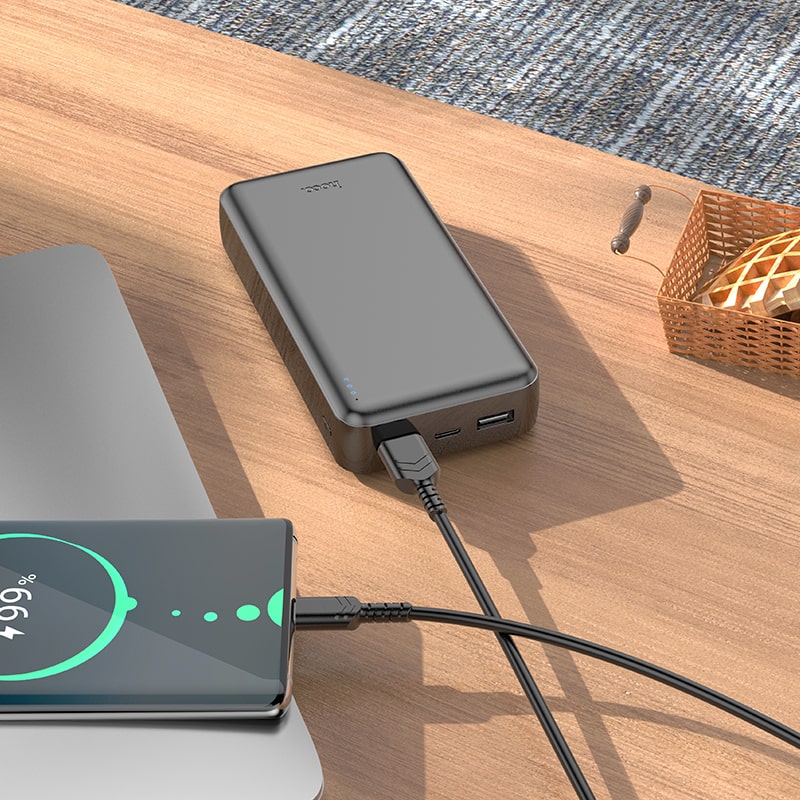 Аккумулятор внешний универсальный Hoco J100A 20000 mAh High-ranking power bank (2USB:5V-2.1A) Черный