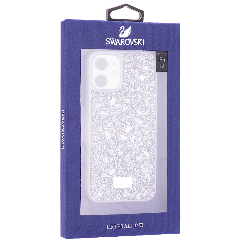 Чехол-накладка силиконовая со стразами SWAROVSKI Crystalline для iPhone 12 mini (5.4") Светло-серый №2