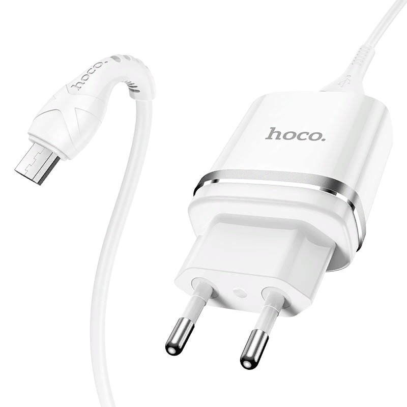 Адаптер питания Hoco N1 Ardent single port charger с кабелем MicroUSB (USB: 5V max 2.4A) Белый