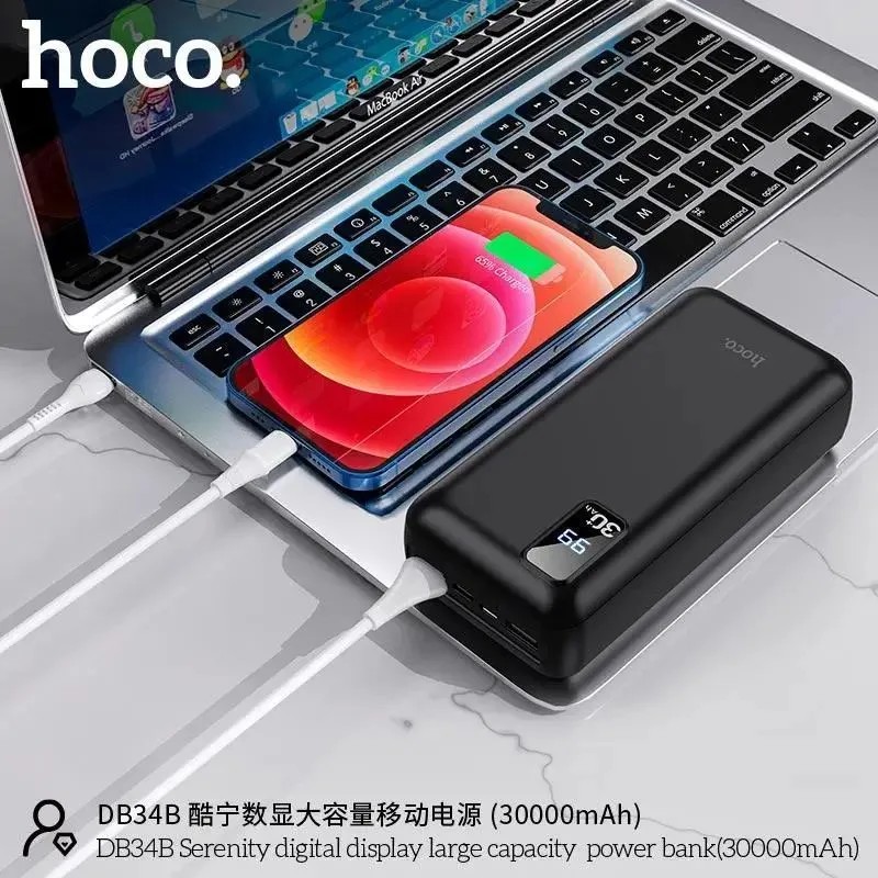 Аккумулятор внешний универсальный Hoco DB34B 30000 mAh Serenity digital display large capacity power bank (2USB:5V-2A)