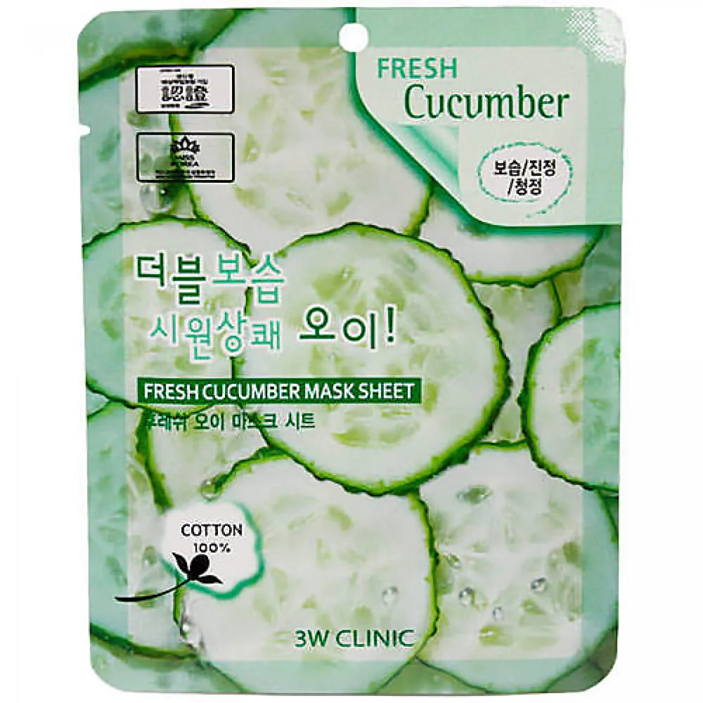 3W CLINIC Fresh Cucumber Mask Sheet Тканевая маска для лица с экстрактом огурца