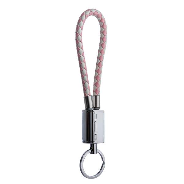 USB дата-кабель-брелок COTECi M33 FASHION series MicroUSB Keychain Cable CS2146-WP (0.25m) white/ pink