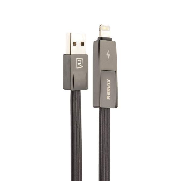 USB дата-кабель Remax STRIVE Cable (RC-042t) 2в1 LIGHTNING & MicroUSB плоский (1.0 м) Графитовый