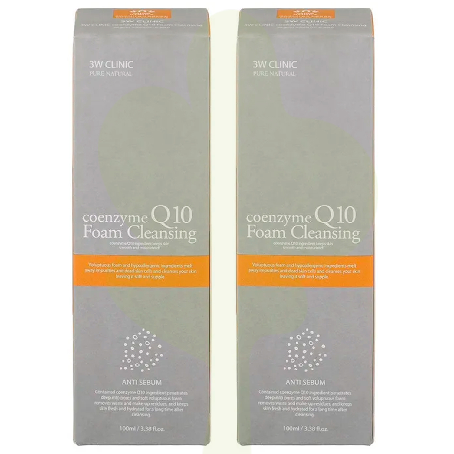 Комплект Омолаживающая пенка с коэнзимом Coenzyme Q10 Foam Cleansing 3W CLINIC 2 шт по 100 мл