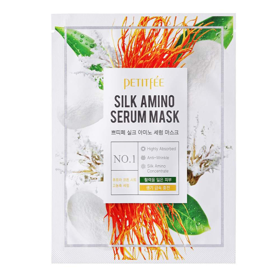 Petitfee Silk Amino Serum Mask Лифтинг-маска для лица с протеинами шелка