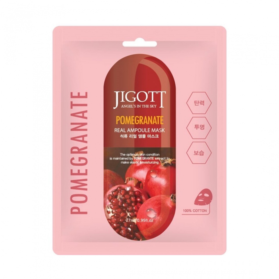 JIGOTT POMEGRANATE REAL AMPOULE MASK Тканевая маска для лица с экстрактом граната