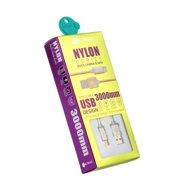 USB дата-кабель COTECi M20 NYLON series Type-C Cable CS2128-3M-TS (3.0m) Серебристый