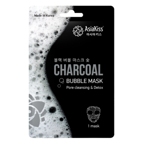 AsiaKiss Маска пузырьковая черная с экстрактом древесного угля - Charcoal bubble mask, 20г