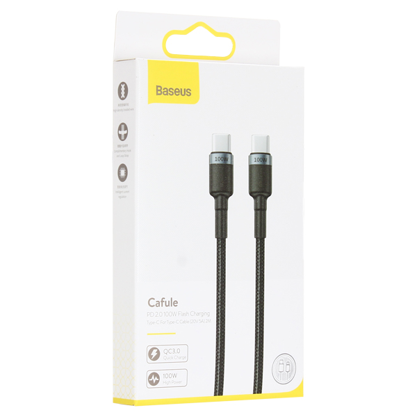 USB дата-кабель Baseus Cafule cable Type-C to Type-C 100W (20V-5A ) (CATKLF-ALG1) 2.0 м Черный