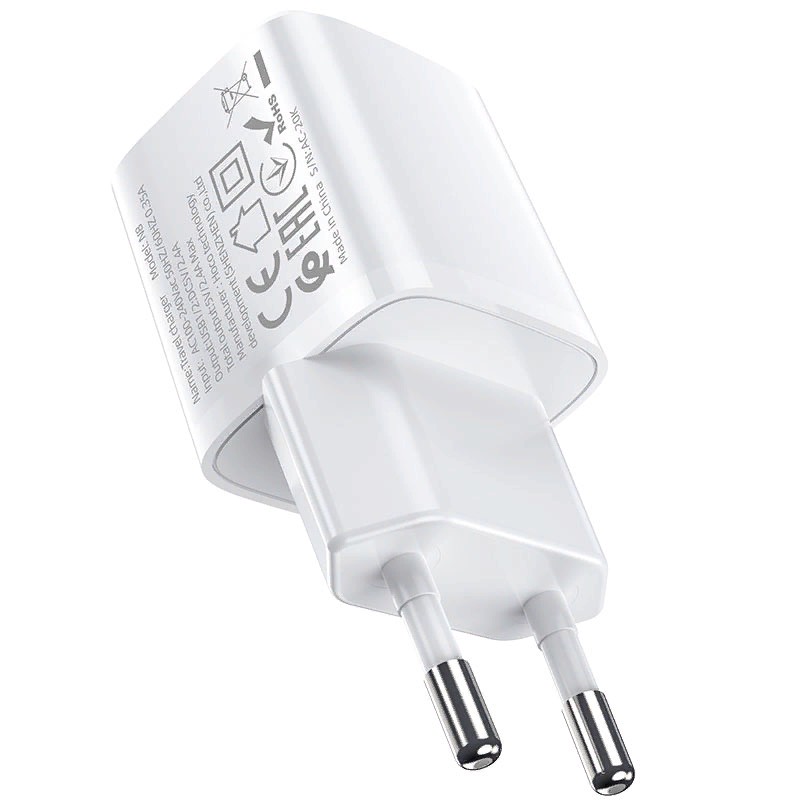 Адаптер питания Hoco N8 Briar dual port charger Apple&Android (2USB: 5V max 2.4A) Белый