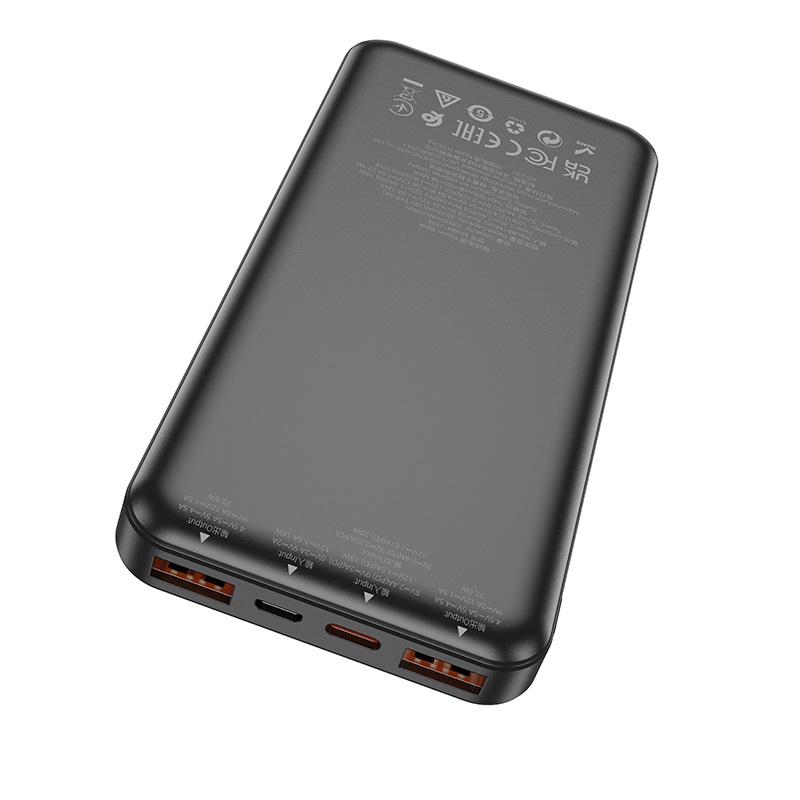 Аккумулятор внешний универсальный Hoco J108 10000 mAh Universe PD22.5W+QC3.0 power bank (2USB:5V-3A/ Type-C: 5V-3A) Черный