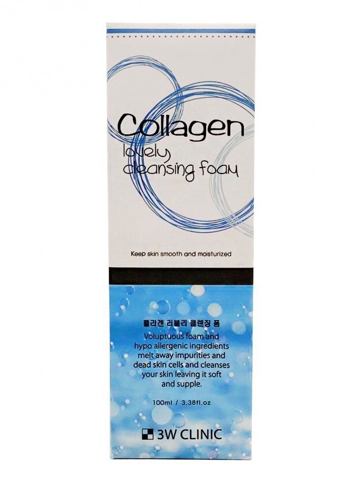 Укрепляющая пенка с коллагеном Collagen Cleansing Foam 3W CLINIC 100 мл