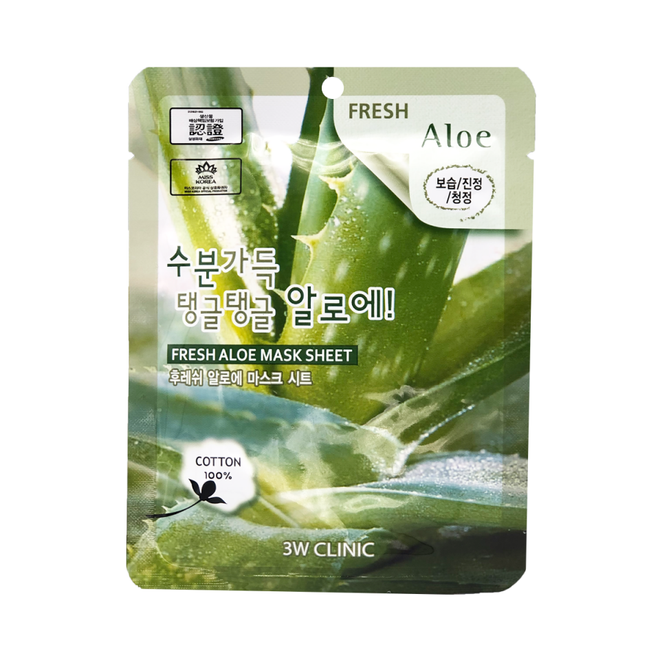 3W Clinic Маска для лица тканевая с алоэ - Fresh aloe mask sheet, 23мл