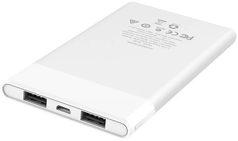 Аккумулятор внешний универсальный Hoco B35D-5000 mAh Entourage mobile Power bank (2USB: 5V-1.0A) White Белый