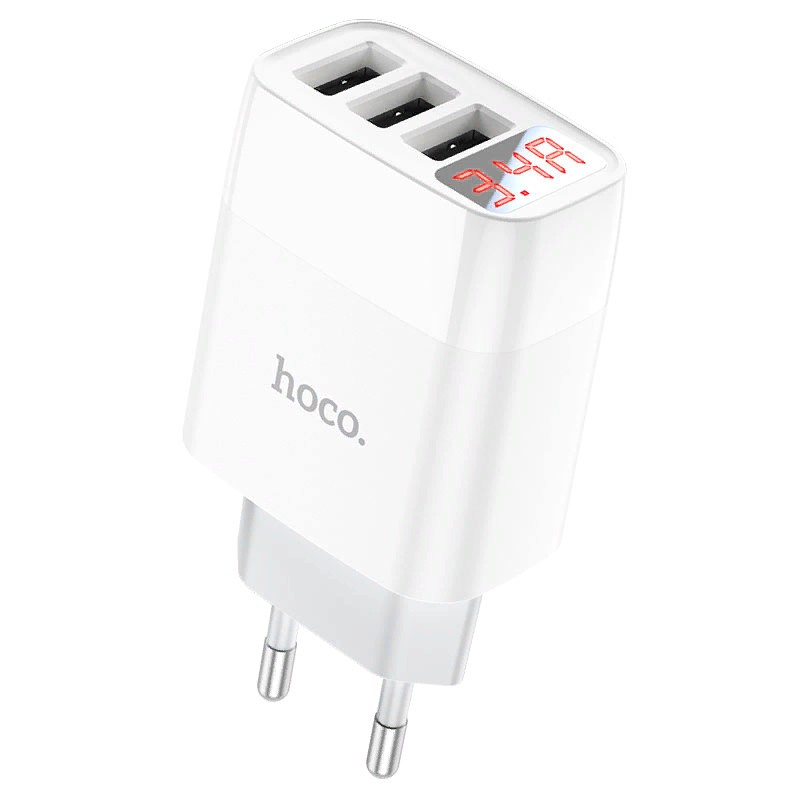 Адаптер питания Hoco C93A Easy charge 3-port digital display charger (3USB: 5V max 3.4A) Белый