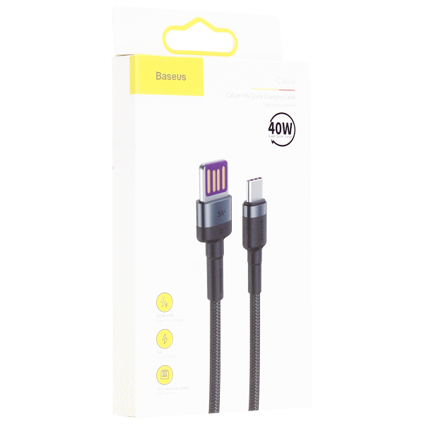 USB дата-кабель Baseus Cafule cable for Type-C 40W (10V-4A/ 5V-4.5A/ 4.5V-5A) (CATKLF-PG1) 1.0 м Черный