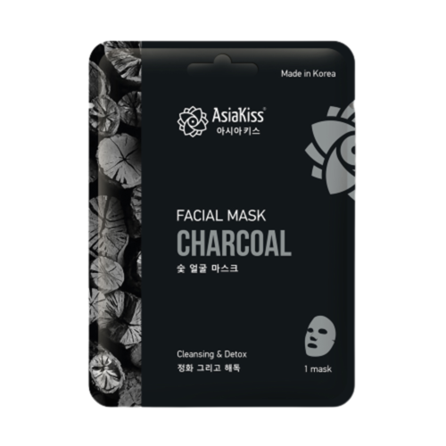 AsiaKiss Маска тканевая для лица с древесным углем - Black charcoal essence facial mask, 25г