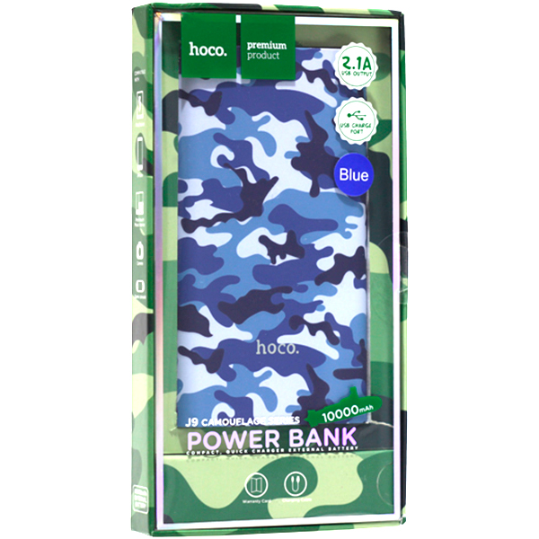 Аккумулятор внешний универсальный Hoco J9-10000 mAh Camouflage Series Power Bank (USB: 5V/2.1A Max) Камуфляж-синий