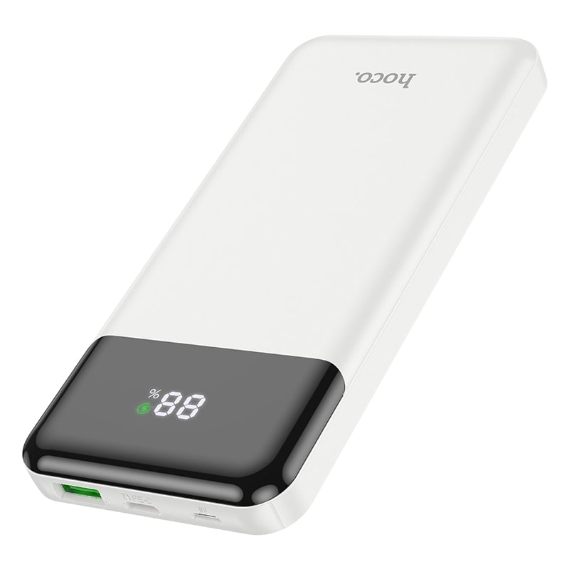 Аккумулятор внешний универсальный Hoco J102 10000 mAh Cool figure PD22.5W+QC3.0 power bank (2USB:5V-4.5A/ Type-C: 5V-2.4A) Белый