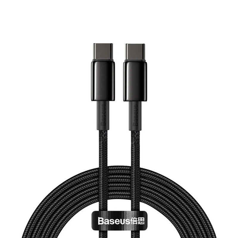 USB дата-кабель Baseus Tungsten Gold Fast Charging cable Type-C to Type-C 100W (20V-5A ) (CATWJ-A01) 2м Черный