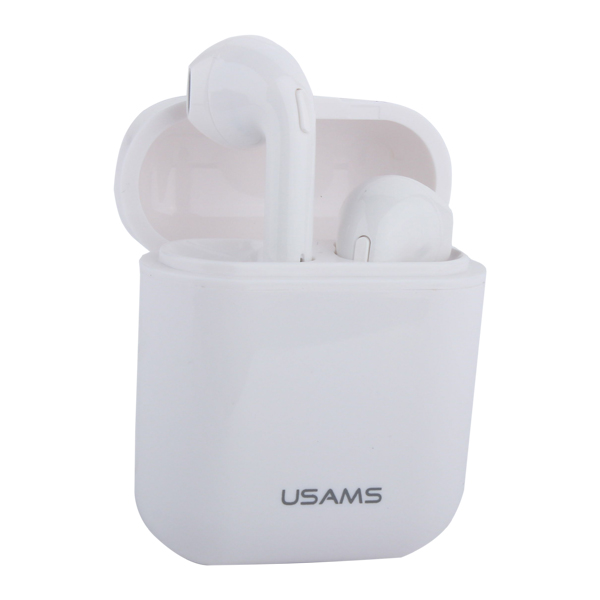 Bluetooth-гарнитура USAMS F10 LC Series Button BT 5.0 (BHULC02) 1500mAh с зарядным устройством Белый