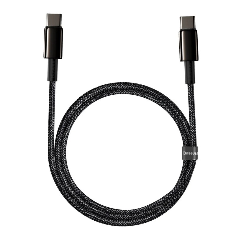 USB дата-кабель Baseus Tungsten Gold Fast Charging cable Type-C to Type-C 100W (20V-5A ) (CATWJ-01) 1м Черный