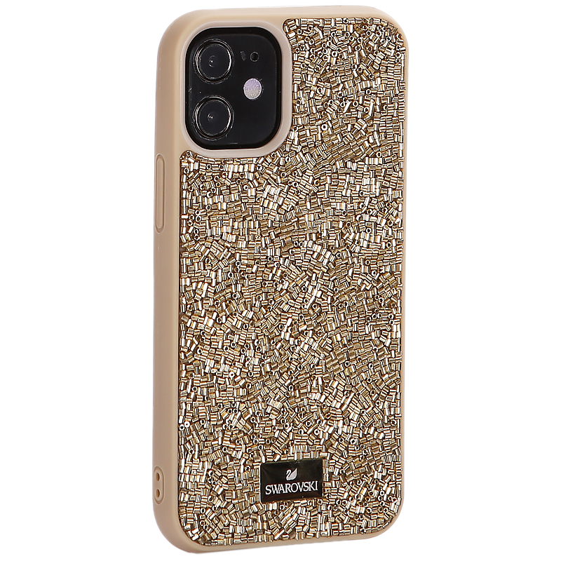 Чехол-накладка силиконовая со стразами SWAROVSKI Crystalline для iPhone 12 mini (5.4") Золотой