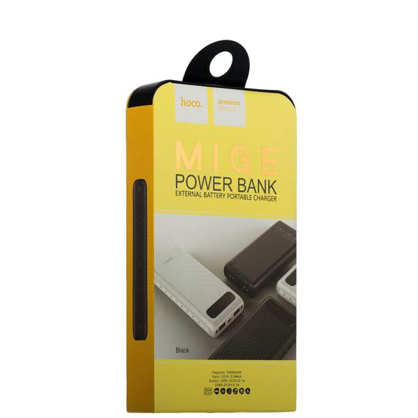 Аккумулятор внешний универсальный Hoco B20A-20000 mAh Mige Power Bank (USB: 5V-2.1A) Black Черный