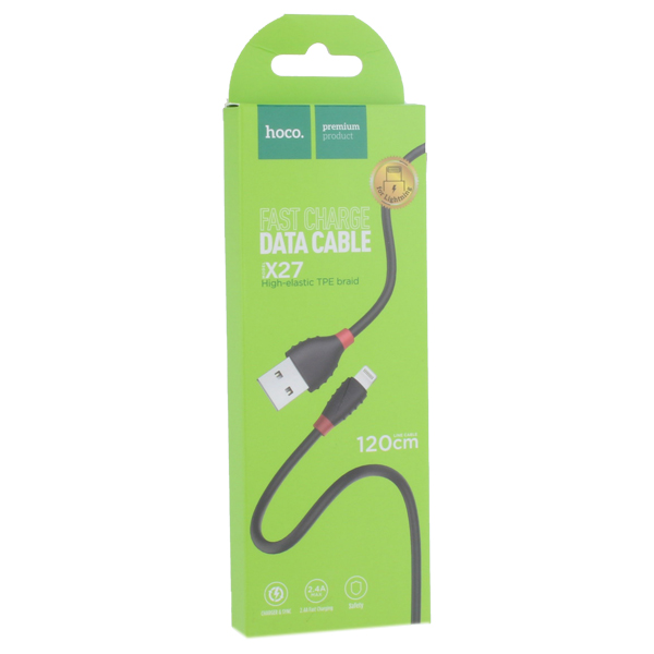 USB дата-кабель Hoco X27 Excellent charge charging data cable Lightning (1.2 м) Black Черный