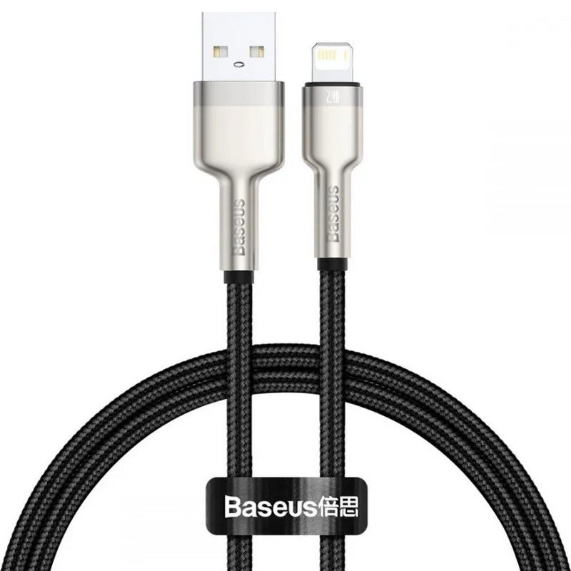 USB дата-кабель Baseus Cafule Series Metal Data Cable for Lightning 2.4A (CALJK-B01) 2.0 м Черный