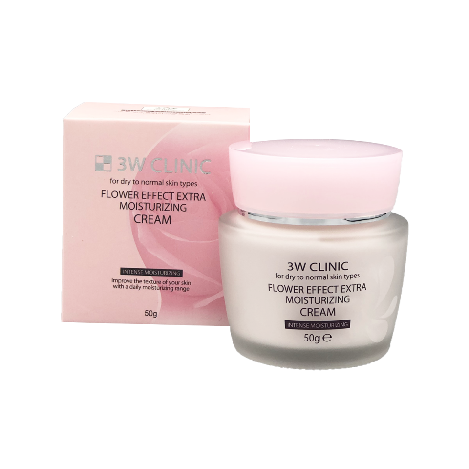 Увлажняющий крем для лица с цветочными экстрактами Flower Effect Extra Moisturizing Cream 3W CLINIC 50 г