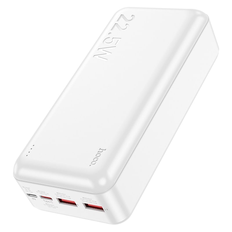 Аккумулятор внешний универсальный Hoco J101B 30000 mAh Astute PD22.5W+QC3.0 power bank (2USB:5V-4.5A/ Type-C: 5V-2.4A) Белый