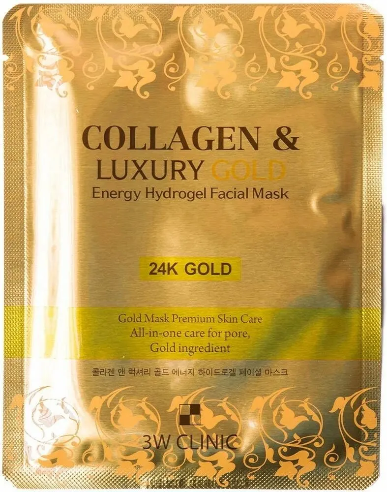 3W CLINIC Collagen & Luxury Gold Energy Hydrogel Facial Mask Гидрогелевая маска для лица с золотом