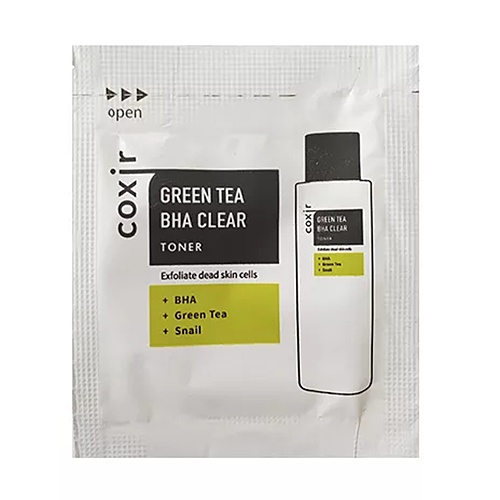 Coxir Тонер с зеленым чаем и BHA-кислотами - Green tea bha clear toner, 2мл (пробник)